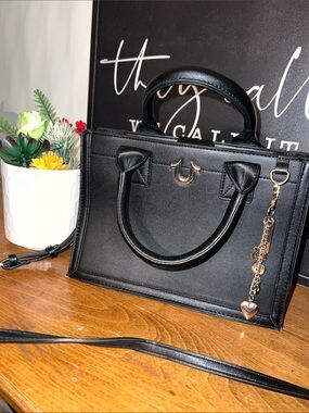 True Religion Modern Edge Charm Tote Bag with adjustable strap